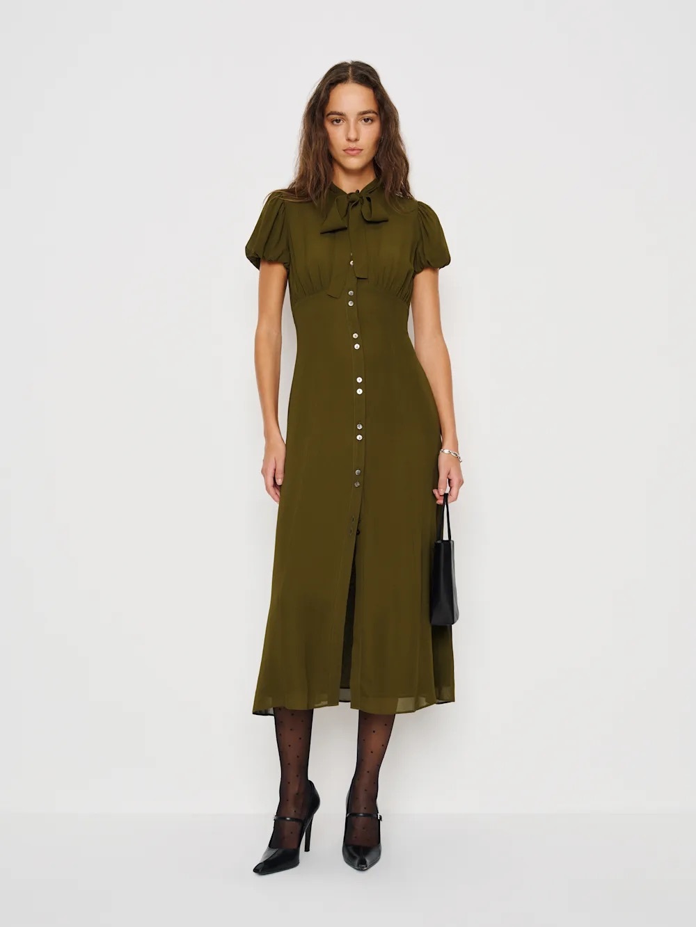 Reformation Bloomsberry Dress Green - Size 8